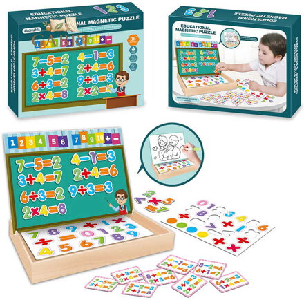 Puzzle edukační magnetické Číslice učíme se počítat v dřevěném boxu