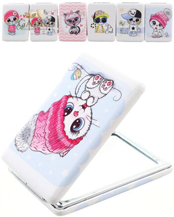 Zrcátko dětské kapesní rozkládací oboustranné zvířátka 6 druhů