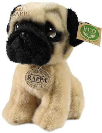 PLYŠ Pes Mops 18cm sedící Eco-Friendly *PLYŠOVÉ HRAČKY*