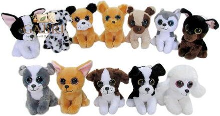 PLYŠ Pejsek 15cm velké oči na baterie Zvuk 12 druhů *PLYŠOVÉ HRAČKY*