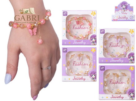 Náramek s motýlím medailonkem v krabičce 4 barvy