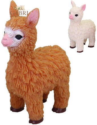 Zvířátko soft lama 9cm strečové natahovací gumové 2 barvy
