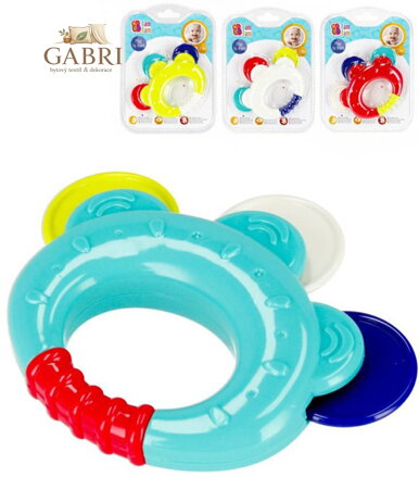 BAM BAM Baby chrastítko a kousátko tamburína pro miminko 4 barvy