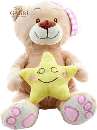 PLYŠ Medvídek s hvězdičkou 23cm růžová čepička *PLYŠOVÉ HRAČKY*