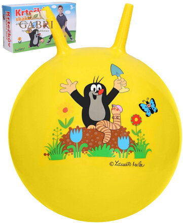 KRTEK (Krteček) Míč skákací 40cm žluté dětské hopsadlo s držadly