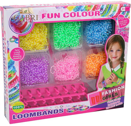 UDĚLEJ SI NÁRAMEK Gumičky 6 barev pruhované LOOM BANDS + tkalcovský stav