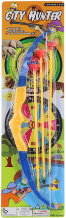 Luk dětský barevný set se 3 soft šípy na přísavku s terčem plast