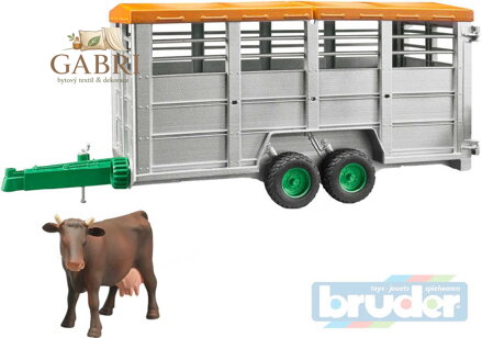 BRUDER 02227 (2227) Auto přepravník na zvířata set s figurkou kráva model 1:16 plast
