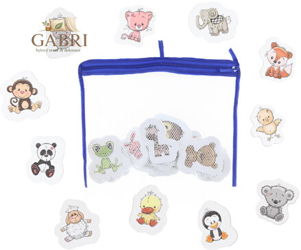 Vodolepky baby pěnové zvířátka do vody set 18ks v síťce na zip do vany