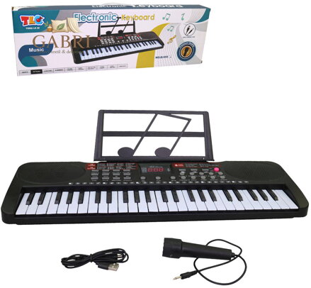 Piáno elektronický klavír 49 kláves dětský keyboard s mikrofonem na baterie Zvuk