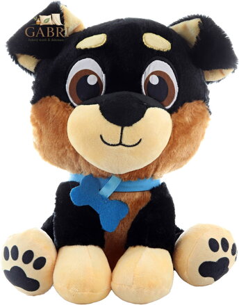 PLYŠ Pes veselý sedící 25cm flíček s kostičkou *PLYŠOVÉ HRAČKY*