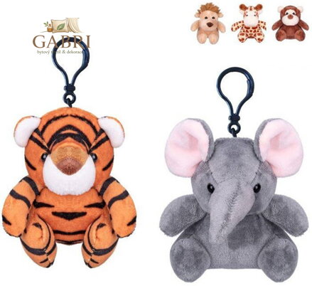 PLYŠ Klíčenka zvířátko safari přívěsek na klíče 5 druhů