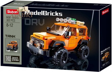 SLUBAN Model Bricks Auto americký vůz SUV 302 dílků + 1 figurka STAVEBNICE