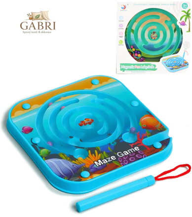 Hra kuličkový labyrint bludiště s magnetickým perem 2 barvy plast