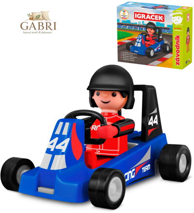 EFKO IGRÁČEK Závodník povolání set figurka kloubová + modrá motokára