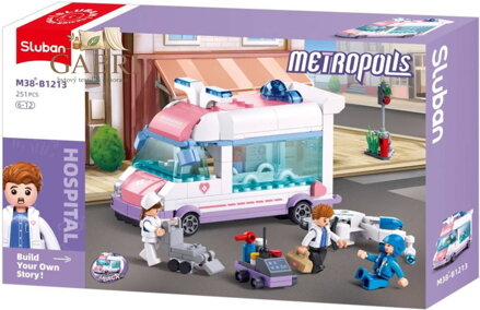 SLUBAN Metropolis Auto záchranná služba 251dílků + 3 figurky STAVEBNICE