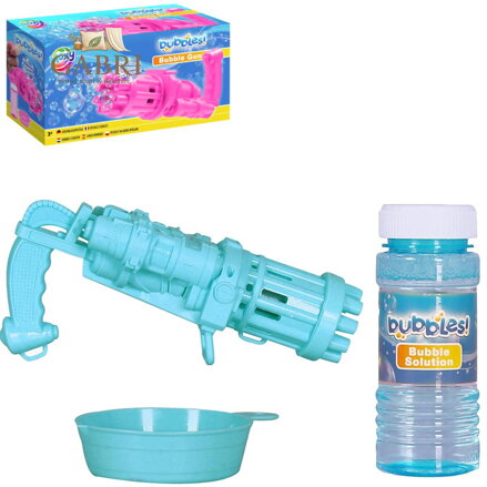 Bublifukovací pistole dětský bublifukovač s náplní 50ml na baterie 2 barvy