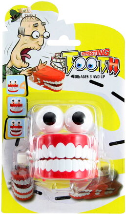 Zuby s očima natahovací chrup žertovinka na kartě