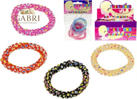 Náramek na ruku plastový s potiskem set 4ks dětská bižuterie v sáčku 6 druhů