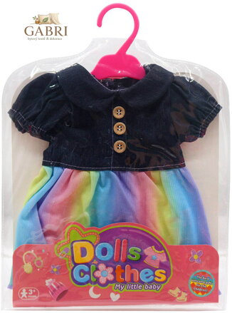 Oblečení pro panenku 35cm obleček duhové šatičky set s ramínkem