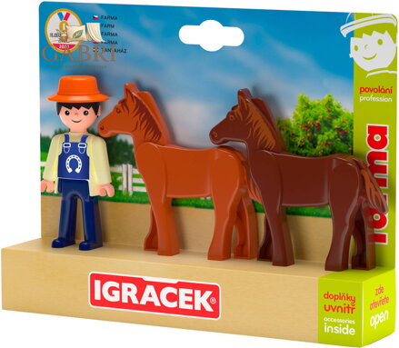 EFKO IGRÁČEK TRIO Farma set figurka kloubová + 2 koně