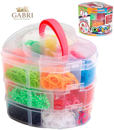 UDĚLEJ SI NÁRAMEK Gumičky LOOM BANDS 2700ks s doplňky box srdce