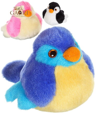 PLYŠ Ptáček 14cm na baterie Zvuk 7 barev *PLYŠOVÉ HRAČKY*