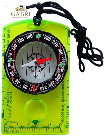 ACRA Buzola malá 11x6cm neonová žlutozelená (kompas) s lupou