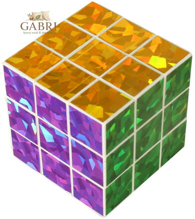 Hra Hlavolam (Rubikova) magická kostka 6,5cm metalická třpytivá 3x3x3