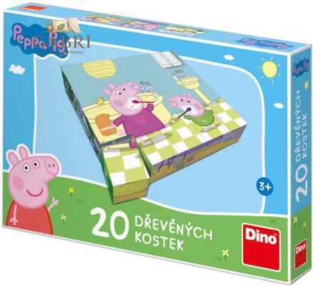 DINO DŘEVO Kubus Peppa Pig Veselý den obrázkové kostky set 20ks