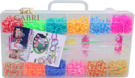 UDĚLEJ SI NÁRAMEK Gumičky LOOM BANDS 1400ks set s doplňky mix barev