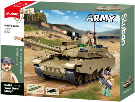 SLUBAN ARMY Bitevní tank M1 322 dílků + 2 figurky STAVEBNICE