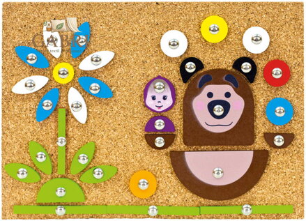 BINO DŘEVO Hra s kladívkem Máša a medvěd zatloukačka na desce