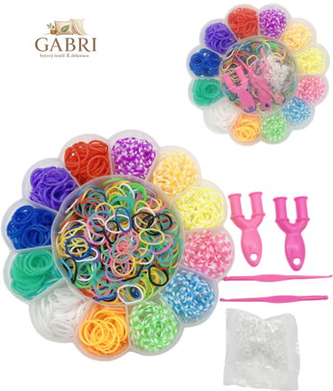 UDĚLEJ SI NÁRAMEK Gumičky LOOM BANDS 900ks set s doplňky květina