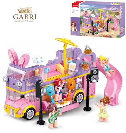 SLUBAN Girls Dream Autobus hudební karavan 412 dílků + 4 figurky STAVEBNICE