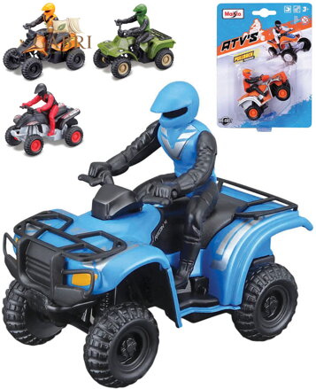 MAISTO Čtyřkolka model ATV´S 1:75 na zpětný nátah různé druhy na kartě kov