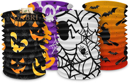 Lampion válec Halloween na svíčku krčený papír 4 druhy v sáčku