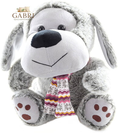 PLYŠ Pes sedící 25cm se šálou *PLYŠOVÉ HRAČKY*