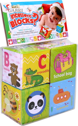 Baby kostky soft měkké naučné s obrázky do vody AJ set 4ks pro miminko