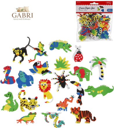 Samolepky pěnové zvířátka ZOO set 100ks v sáčku