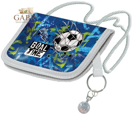 Peněženka dětská školní na krk Goal Time s potiskem fotbal s klíčenkou
