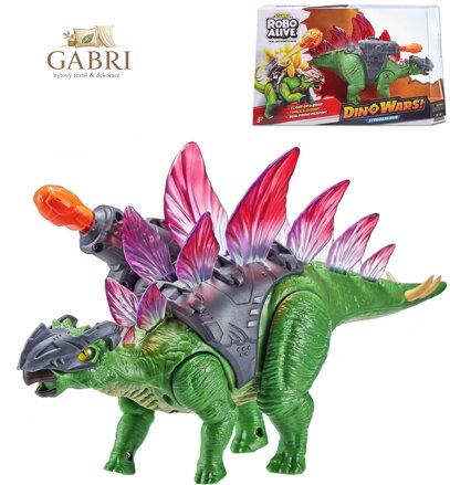 ZURU Robo Alive Stegosaurus chodí střílí svítí ve tmě na baterie Světlo Zvuk