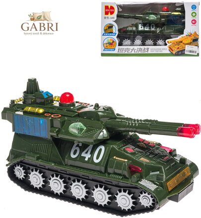 Tank plastový s efekty na setrvačník na baterie Světlo Zvuk v krabici 3 barvy