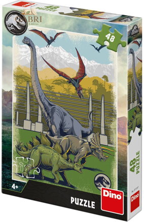 DINO Puzzle Jurský svět (Jurassic World) 18x26cm skládačka 48 dílků