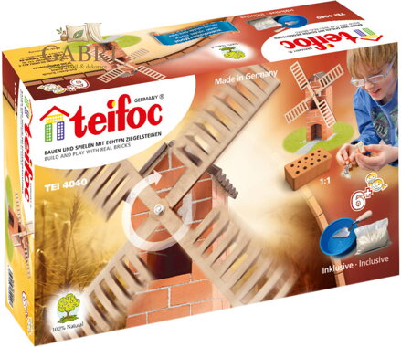 TEIFOC Větrný mlýn 100 dílků pálené cihličky s maltou 4040 STAVEBNICE