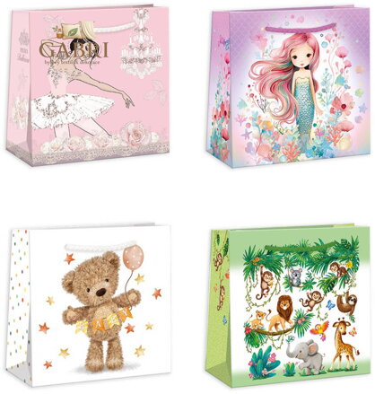 Taška dárková mix 16x16cm papírová 4 druhy