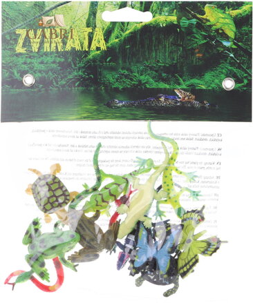 Zvířata z pralesa 4cm plastové figurky zvířátka divoká set 12ks v sáčku