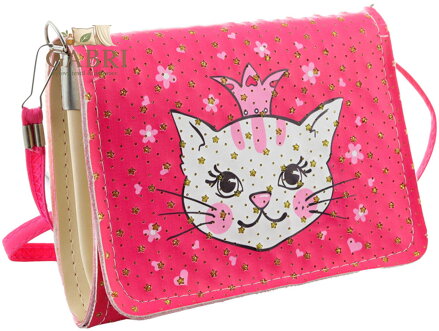 Kabelka dětská třpytivá přes rameno růžová kočička 15x12cm