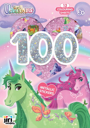 JIRI MODELS 100 samolepek + metalické omalovánky Jednorožci