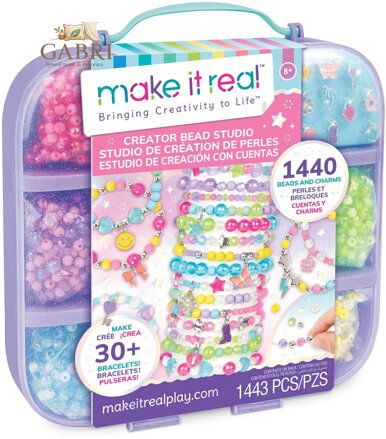 MAKE IT REAL Box na výrobu náramků dětský kreativní set 1440 korálků
